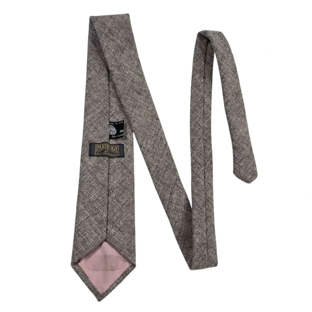 Partridge of England Tweed Wool‎ Tie Brown Textured Mens Necktie Classic Style